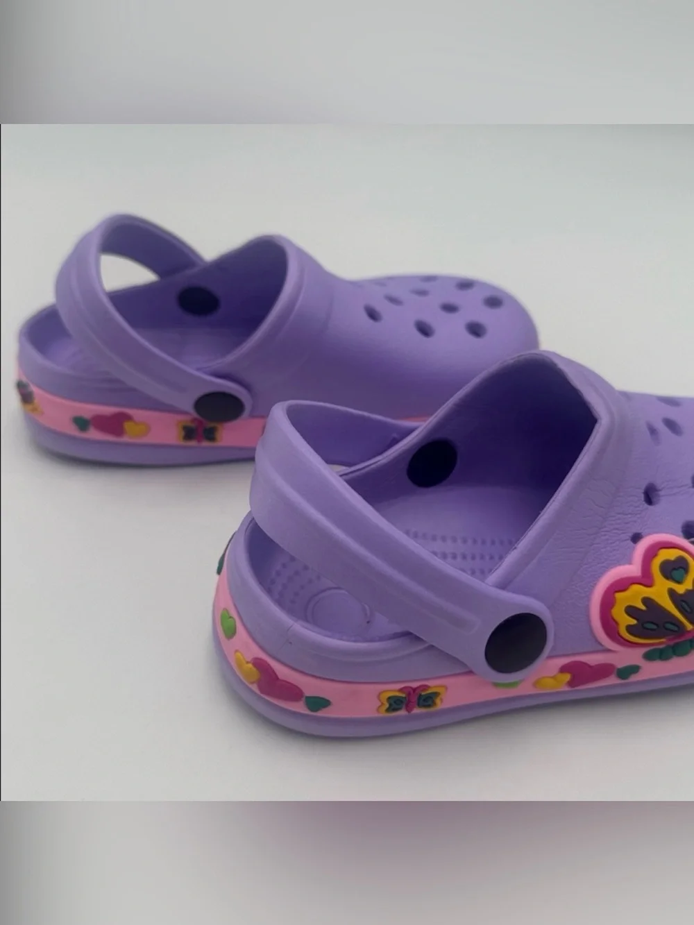 Kids Purple Butterfly Clog Sandals - Brand